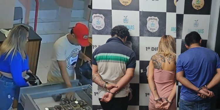 Vídeo: Dois homens invadem loja, comparsa dá apoio em carro clonado e trio é preso pela Rocam