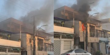 Vídeo: Chamas destroem andar superior de imóvel no bairro Glória