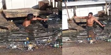 Vídeo: Morador se arrisca ao limpar esgoto sem EPI e critica falta de manutenção em Manacapuru