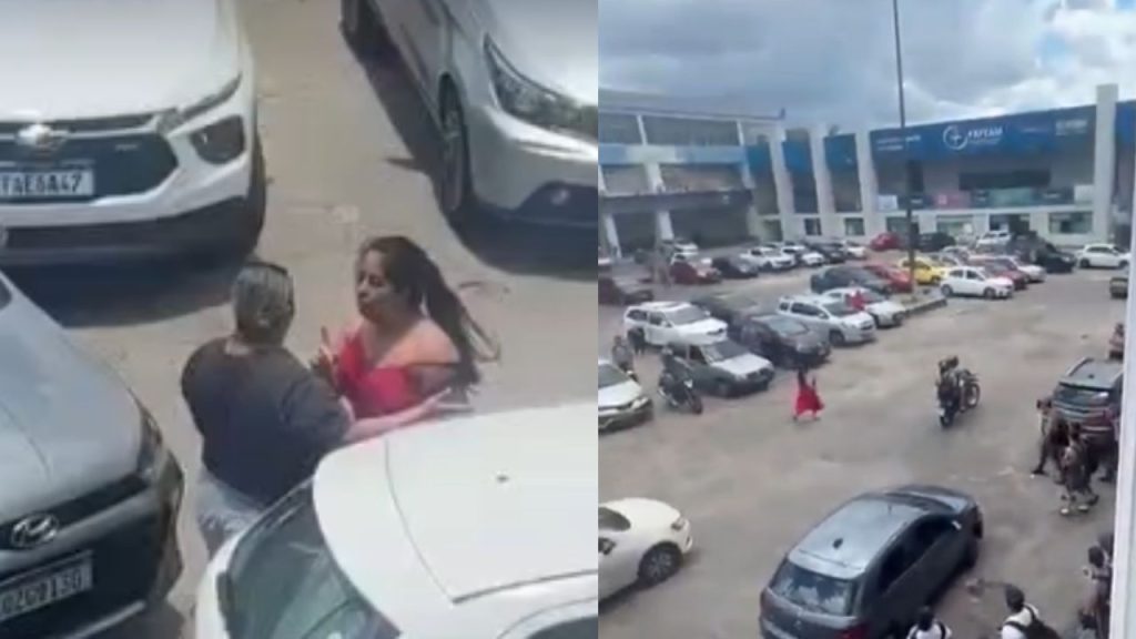 Vídeo: Briga entre mães em colégio militar termina com arremesso de objeto contra veículo em Manaus