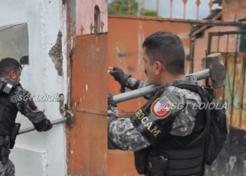 Vídeo: PM arranca portão irregular usado por tr4ficantes para controlar acesso em bairro de Manaus