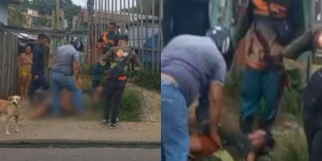 Vídeo: Moradores correm atrás, dão “gravata” e seguram suspeito de roub0 de moto em Tefé