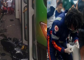 Vídeo: motoqueiro ag0niza no Alvorada após choque com ônibus: ‘não sei se tá m0rto ou vivo’