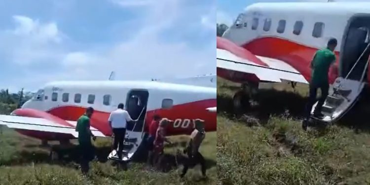 Vídeo: avião derrapa na pista e não consegue decolar no interior do Amazonas