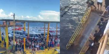 Vídeos: passarela de acesso à balsa Amarela desaba em Manaus e cai no Rio Negro