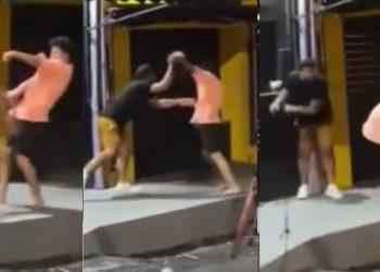 Vídeo forte: bêbado é empurrad0 e cai de costas no chão em Manaus