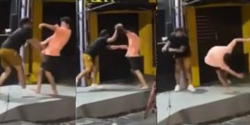 Vídeo forte: bêbado é empurrad0 e cai de costas no chão em Manaus