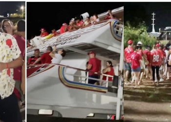 Tumult0 e superlotação em embarcação atrasam saída de torcedores do Garantido para Parintins