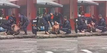 Gesto de nobreza: policiais dão água a morador de rua ferid0 no Centro de Manaus