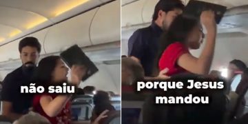 Vídeo: missionária tenta pregar no avião, mas é impedida: ‘Jesus que mandou’