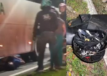 Vídeo: veja como ficou motoqueiro atr0pelado e pres0 embaixo do ônibus em Manaus