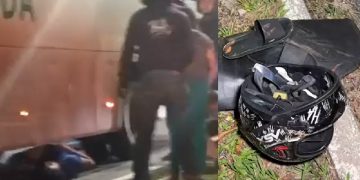 Vídeo: veja como ficou motoqueiro atr0pelado e pres0 embaixo do ônibus em Manaus