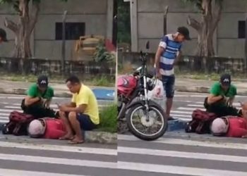 Vídeo: motoqueiro acerta traseira de carro parado na faixa da Torquato