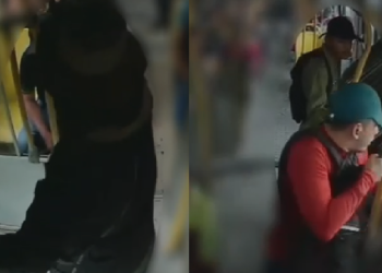 Vídeos: Trio com f@ca e arm@ de fogo é procurad0 por r0ubo a linha 641 em Manaus