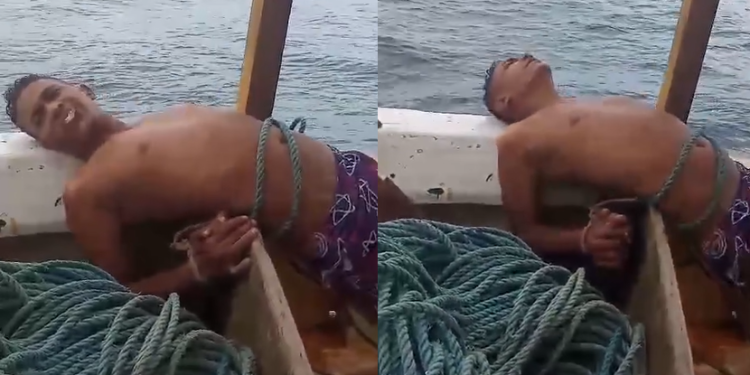 Vídeo: Em plena Sexta-Feira Santa, pescador surt@, gr1ta com colegas e é amarrad0 em barco