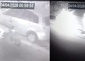 Vídeo: bandidos colocam fogo em carro de policial militar em Manaus