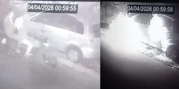 Vídeo: bandidos colocam fogo em carro de policial militar em Manaus