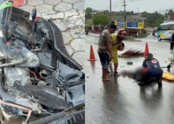 Homem fica com fr4tura exp0sta após acidente de moto no bairro Santa Etelvina