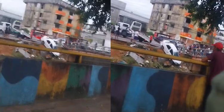 Vídeos: Carro d3spenca na avenida Brasil durante a madrugada em Manaus