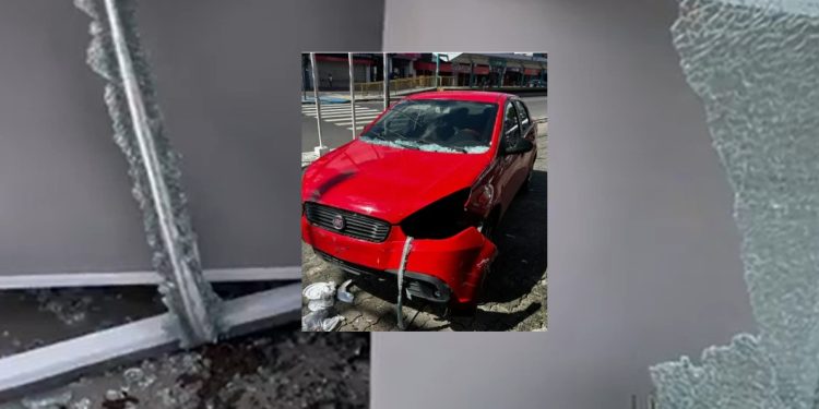 Suspeito coloca três comparsas no carro da mãe e tenta derrubar porta de financeira em Manaus
