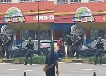 Vídeo: ladrão de moto bate, cai e acaba preso na Djalma Batista