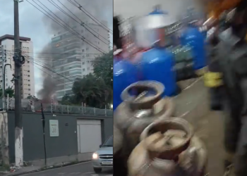 Vídeos: Incêndio de grandes proporções atinge restaurante cheio de botijas de gás em Manaus