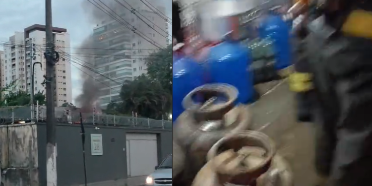 Vídeos: Incêndio de grandes proporções atinge restaurante cheio de botijas de gás em Manaus