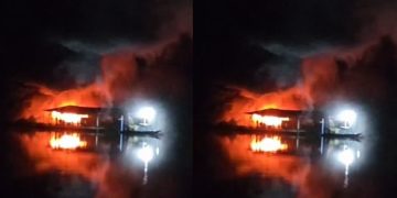 Vídeo: flutuante pega fogo em Manaus e tem perda total no Tarumã