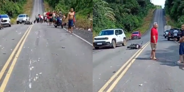 C3nas f0rt3s: Motociclista tem perna dec3pada em acidente na AM-070 e motoristas improvisam torniquete