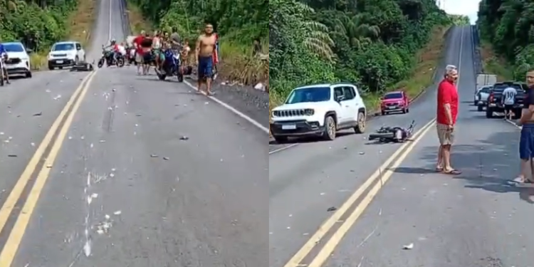C3nas f0rt3s: Motociclista tem perna dec3pada em acidente na AM-070 e motoristas improvisam torniquete