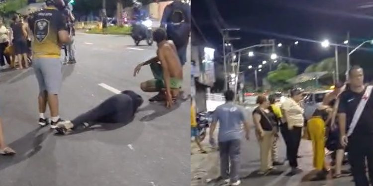 Vídeo: motoqueira é atingida por outra moto e fica imóvel no asfalto em Manaus