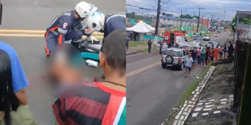 Vídeos: Homem fica f3rid0 ao ser atr0p3lad0 após escorregar na pista no bairro Hiléia