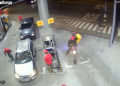 Vídeo: Dupla em moto com bolsa de entrega de app assalt@ posto e homem em Manaus