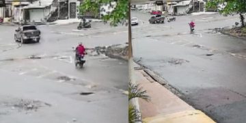 Veja momento em que motociclista morre após colisão com Amarok no Centro de Manaus