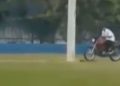 Vídeo: Sem capacete e sem CNH, motociclista tenta escapar do centro de treinamento Detran em Manaus