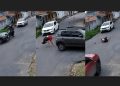 Câmera registra momento em que veículo acerta moto e joga dupla no chão em Manaus