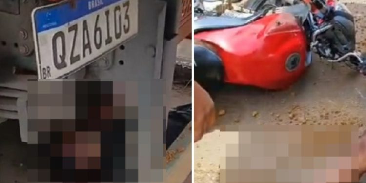 Vídeo forte: motoqueiro olha para trás, não vê caminhão e m0rre vi0lentamente na AM-070