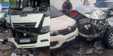 Grávida e marido ficam fer1d0s em ac1dente com micro-ônibus e dois carros no Planalto