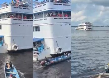 Vídeo: atrasados pegam rabeta no Porto de Manaus para alcançar barcos rumo a Parintins