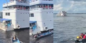 Vídeo: atrasados pegam rabeta no Porto de Manaus para alcançar barcos rumo a Parintins