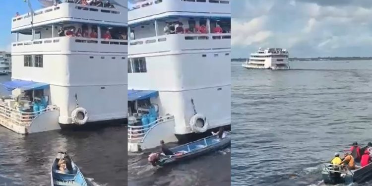 Vídeo: atrasados pegam rabeta no Porto de Manaus para alcançar barcos rumo a Parintins