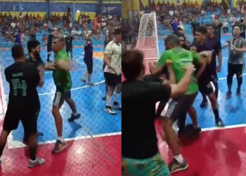 Vídeo: ‘Caboquinho’ met3 o socã0 em ‘Messi’ e campeonato em Eirunepé termina com polícia
