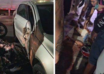 Vídeo: motoqueiro é arremessad0 e quase m0rre na Avenida Autaz Mirim