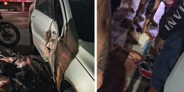 Vídeo: motoqueiro é arremessad0 e quase m0rre na Avenida Autaz Mirim