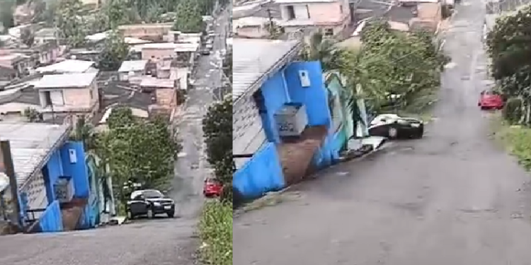 Motorista ‘rebola’ na ladeira no Braga Mendes: ‘Quando chove, é daquele jeito’; veja