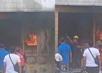 Vídeo: lanchonete pega fogo na Compensa e deixa proprietário desesperado 