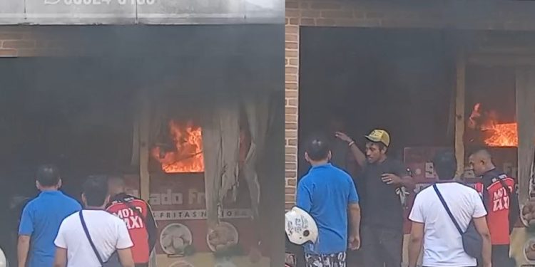 Vídeo: lanchonete pega fogo na Compensa e deixa proprietário desesperado 