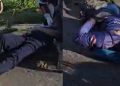 Vídeo: motorista vai mudar de faixa, mas derruba motoqueiro e passageira em Manaus