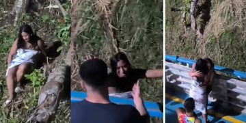Vídeo: mulher escorrega em barranco para não perder barco que saiu de Parintins para Manaus