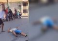 Vídeo forte: homem leva p0rretada no meio da rua e apaga :’socorro, socorro’